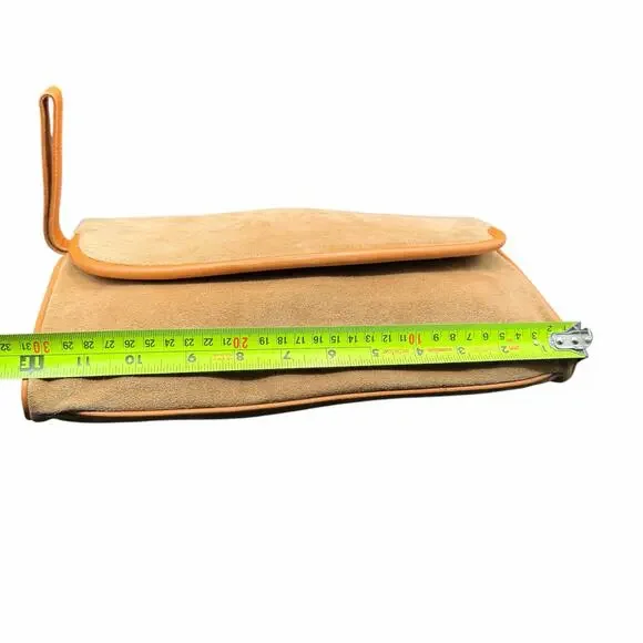 Vintage Latinas Suede Leather Clutch Wristlet Tan Made in Italy - Picture 5 of 10